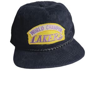 Vintage 80s 90s Los Angeles Lakers Corduroy Hat One Size Adjustable Strap AmaPro